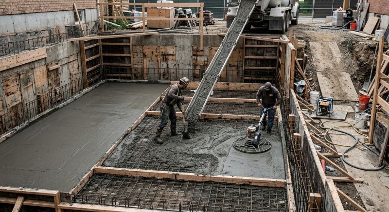 Basement Concrete Installation in Bellingham, MA